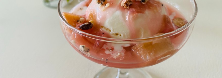 Rhabarber Kompott mit Eis