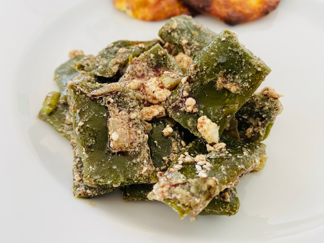 Bohnschoten Salat mit Schafkäse und&nbsp;Kernöl